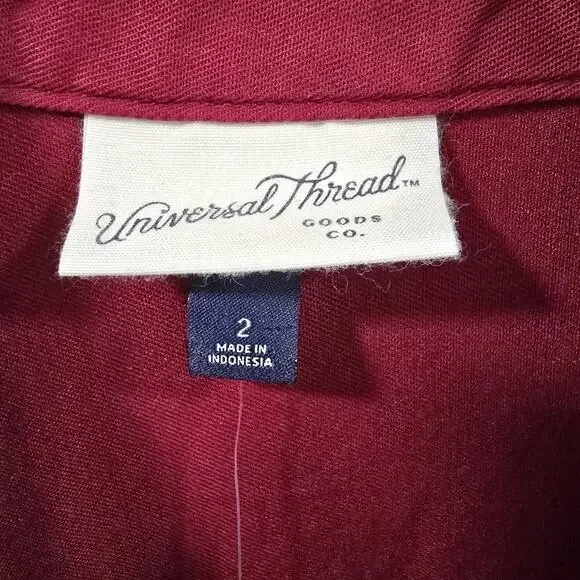 Universal thread Womens Short Sleeve Cotton Jumpsuit Boilersuit Burgundy Size 2 - Picture 4 of 8